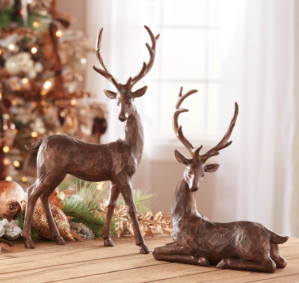 Pair of Bronze Deer