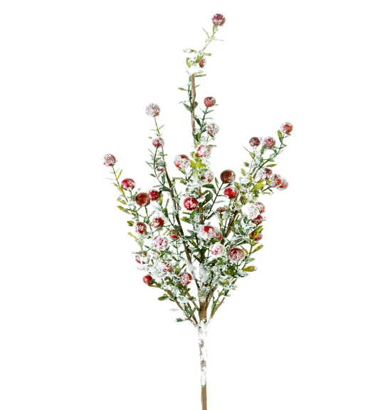 21” Snowy Boxwood Berry Spray
