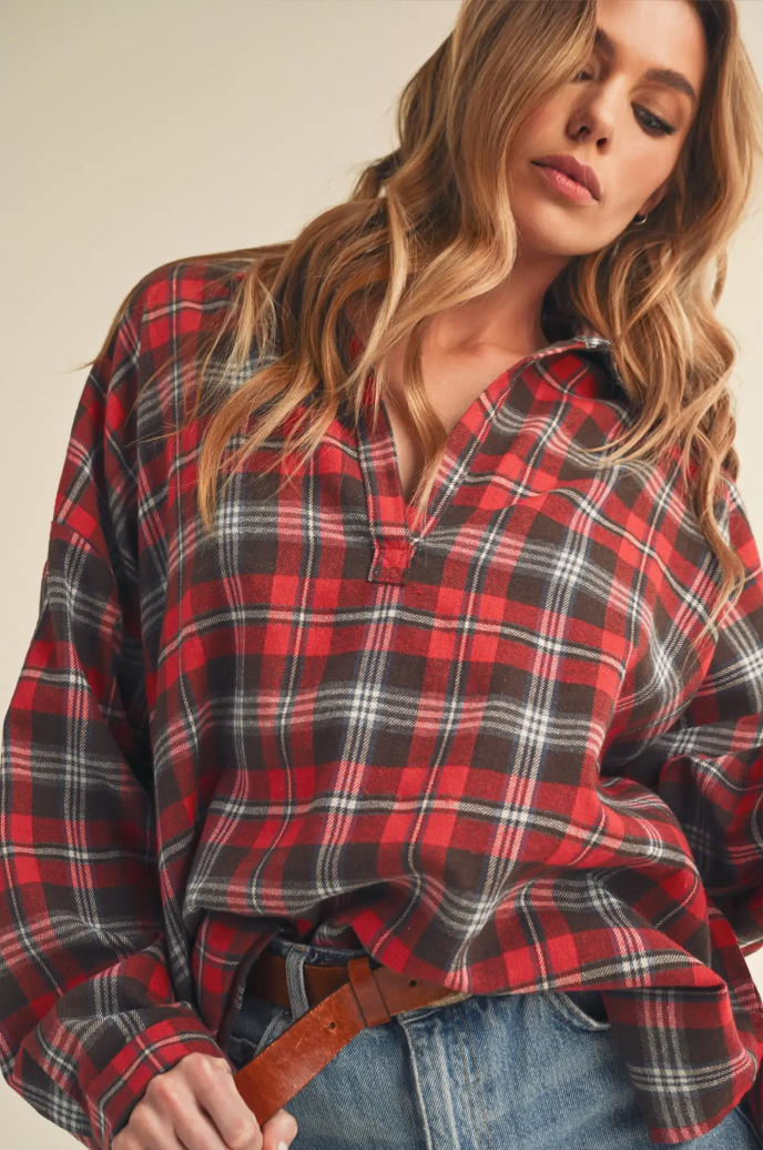 Plaid Pull Over Shirt