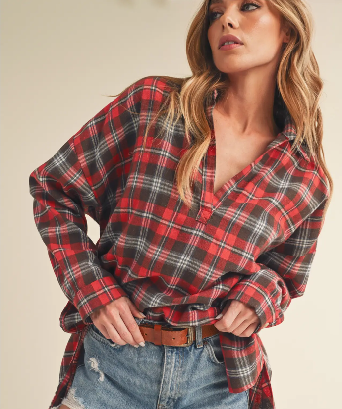 Plaid Pull Over Shirt