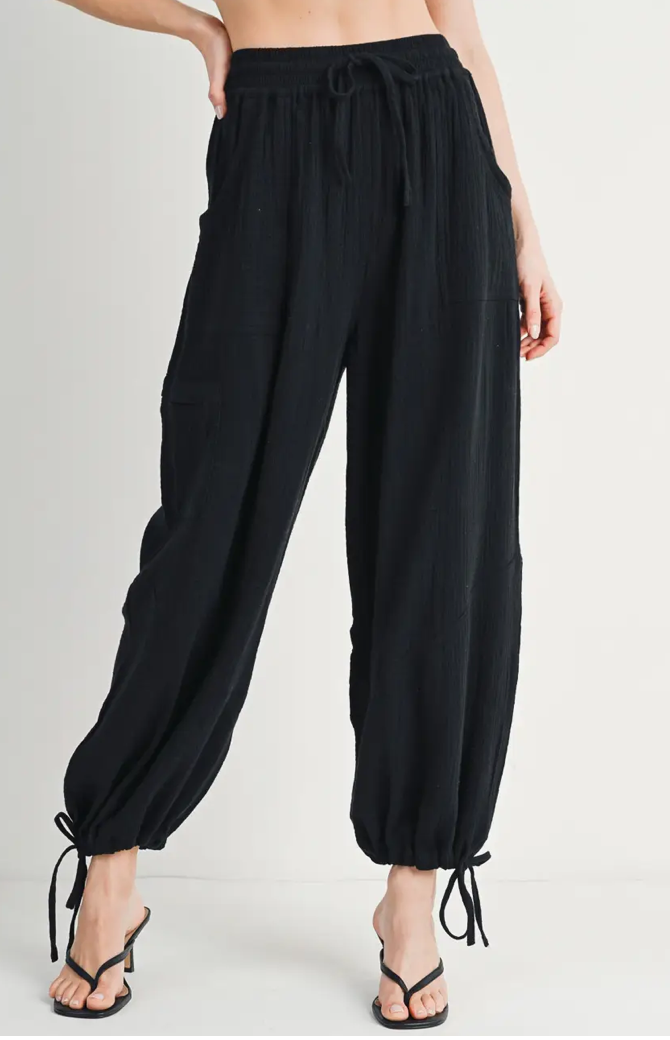Gauzy Harem Drawstring Pants