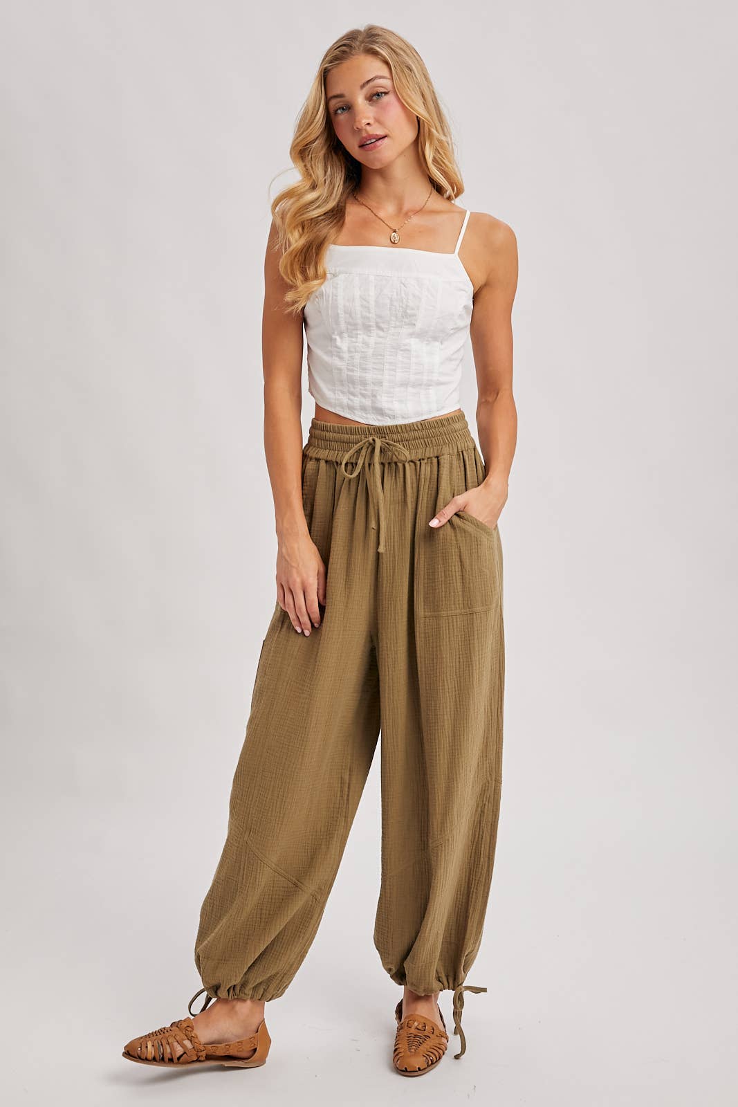 Gauzy Harem Drawstring Pants