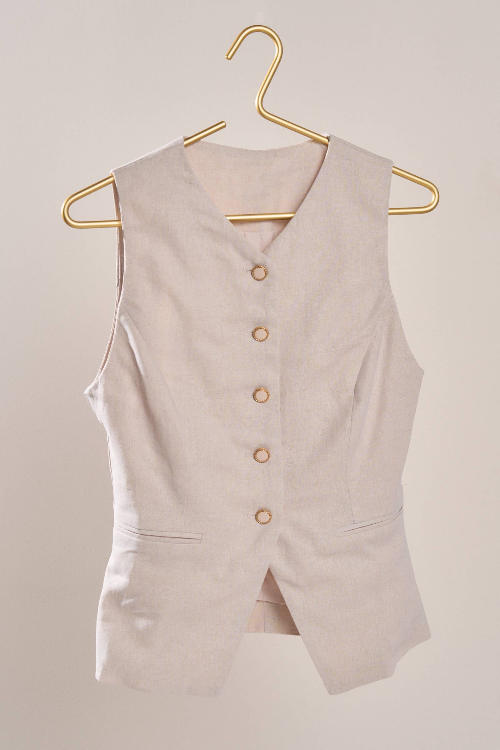 Tailored Linen Blend Waistcoat Vest