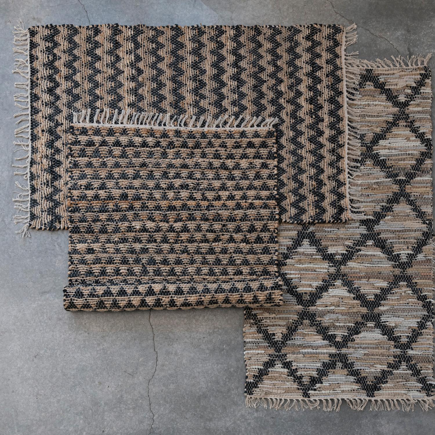 Woven Cotton Chindi & Leather Rug