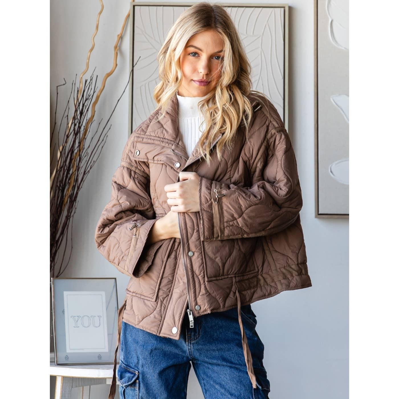 Lightweight Quilted Zip Up Jacket