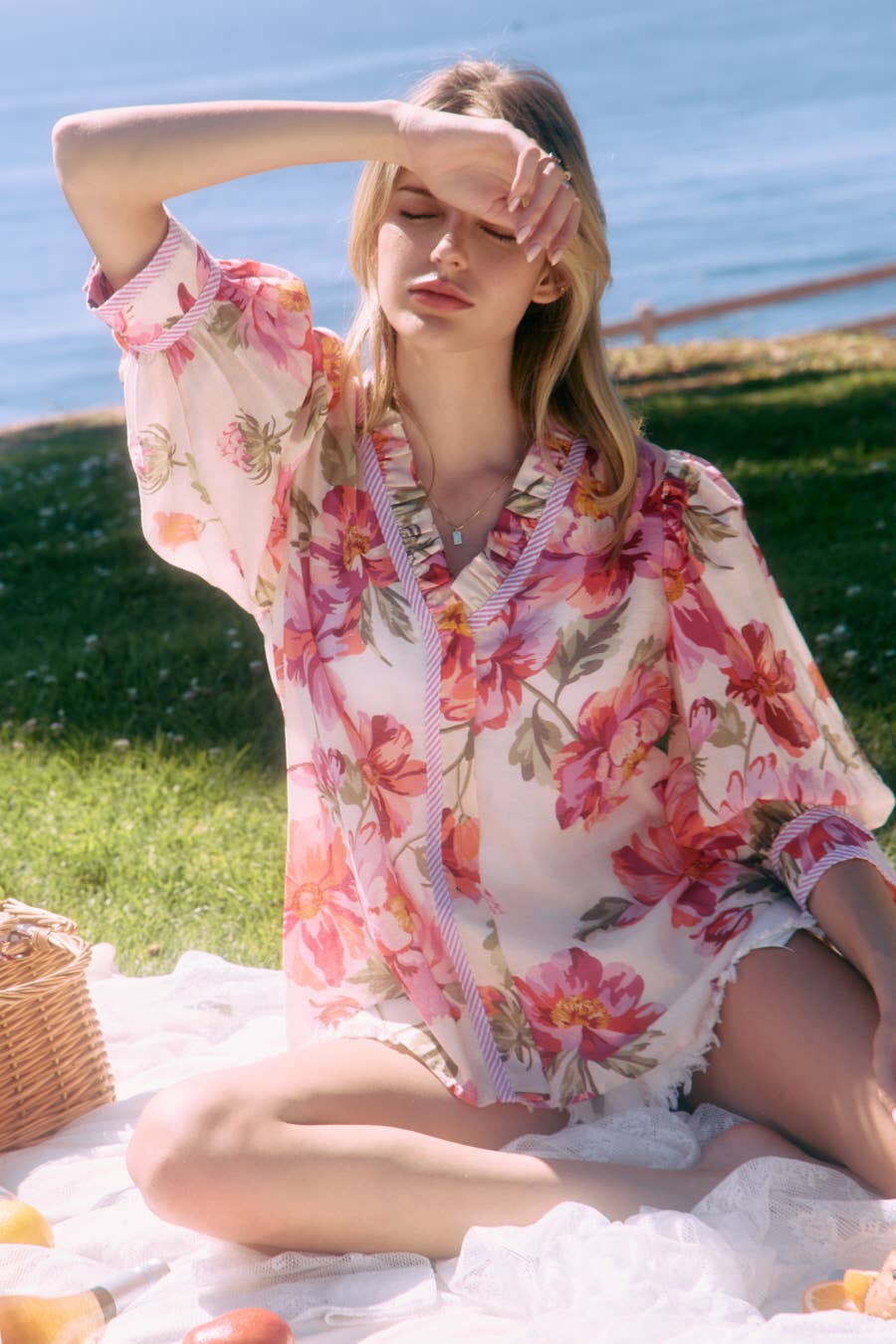 Ruffled Floral Print Top