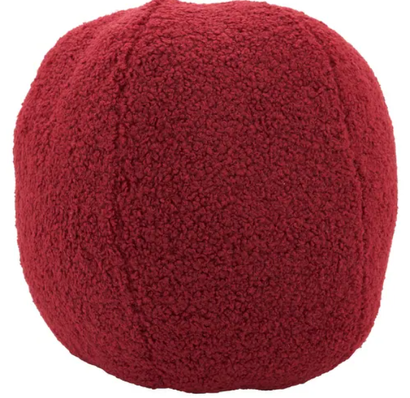 Faux Fur Ball Pillow - Red