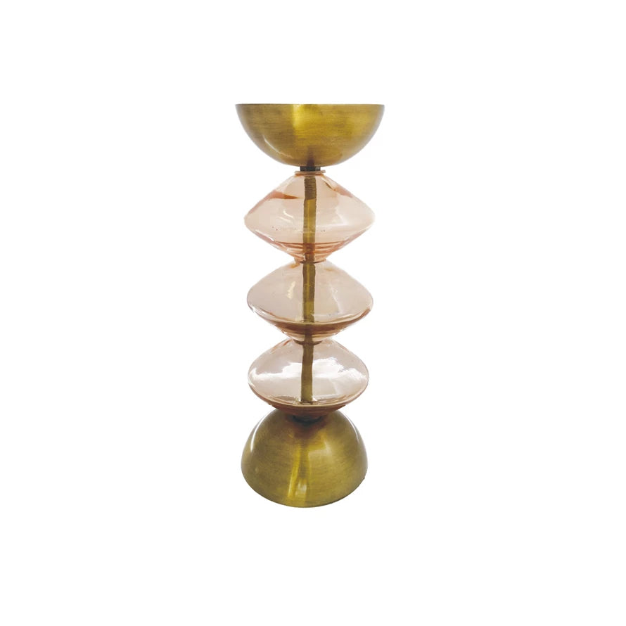 Glass & Metal Candle Holder - 11.25"