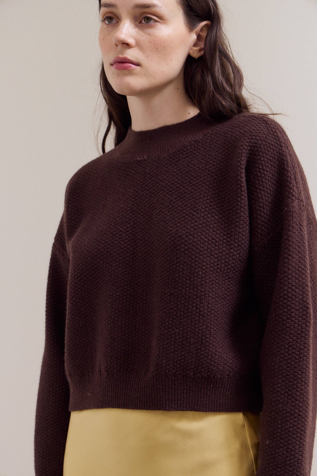 Cropped Knit Crewneck Top