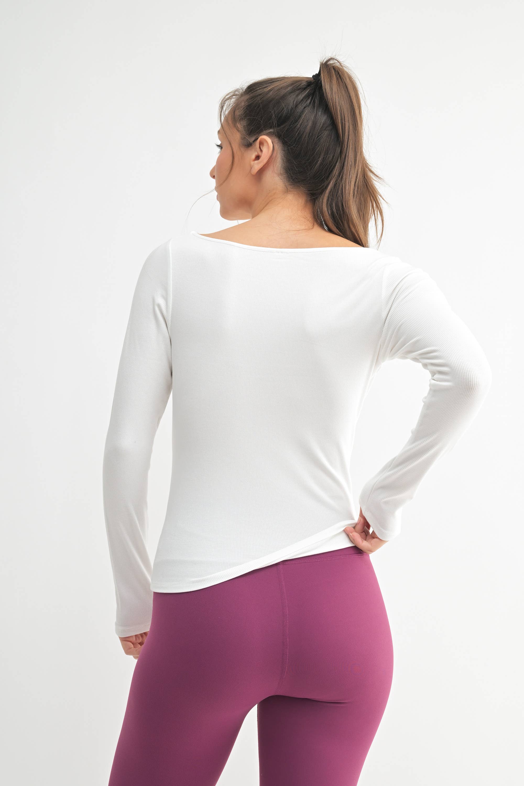 Boat Neck Micro-Ribbed Top