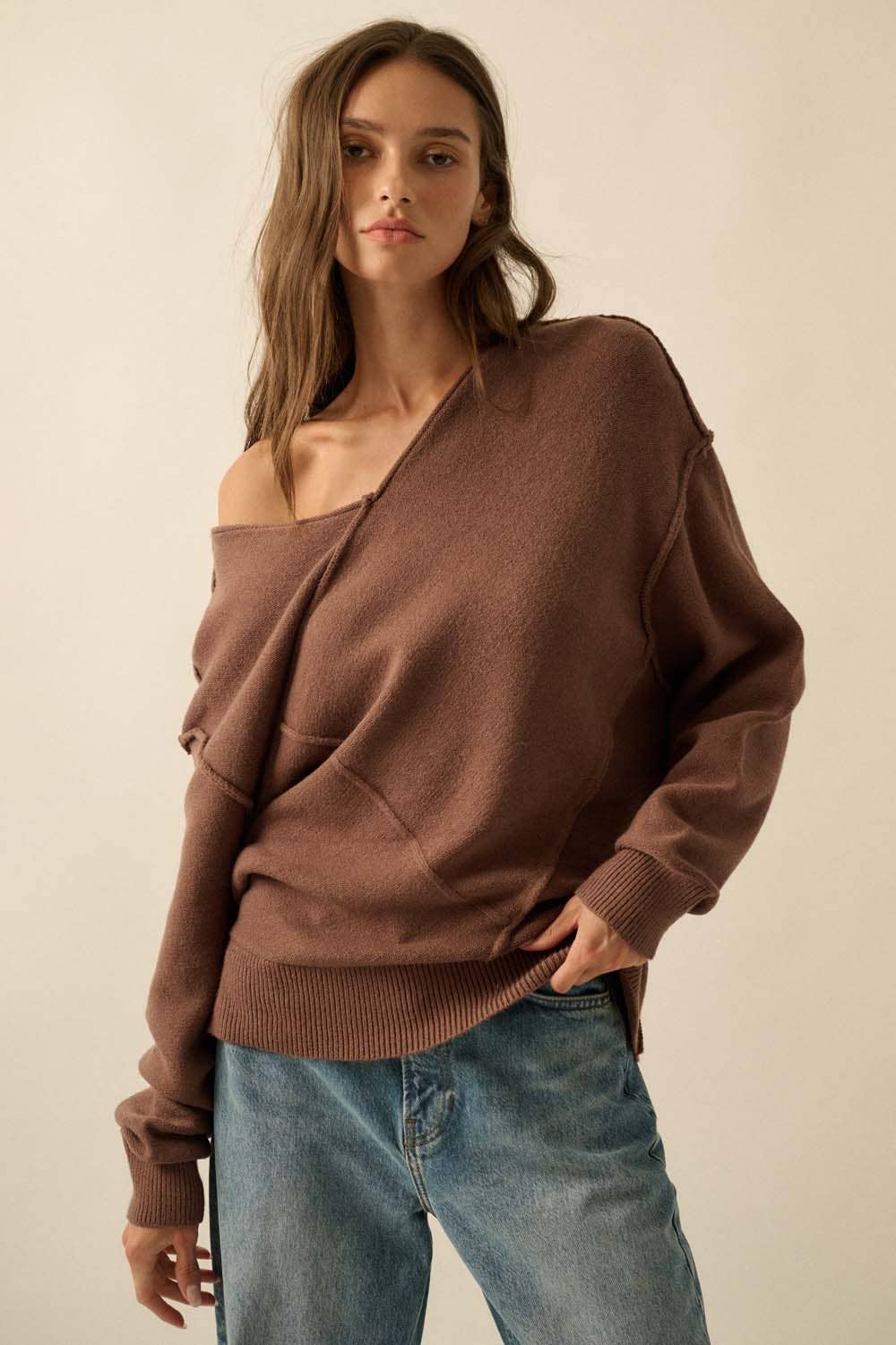 V-Neck Panelled Sweater