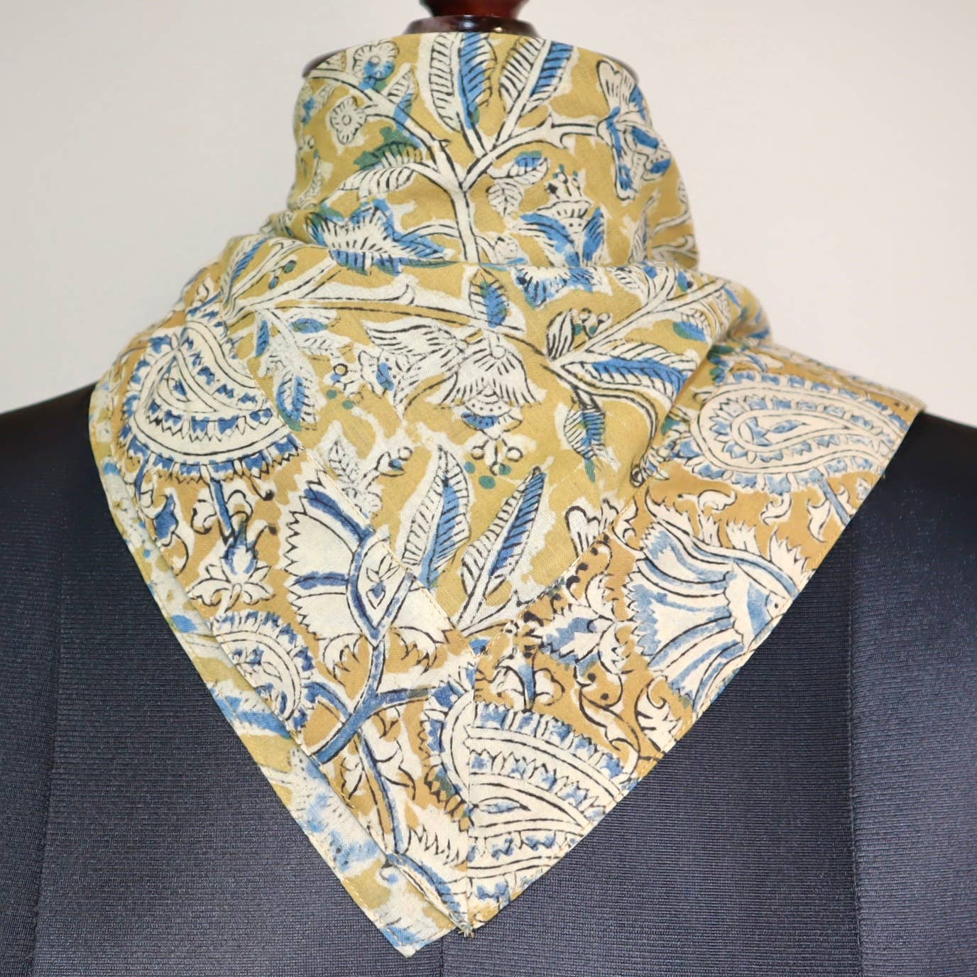 Cotton Voile Bandana - Gold/Blue