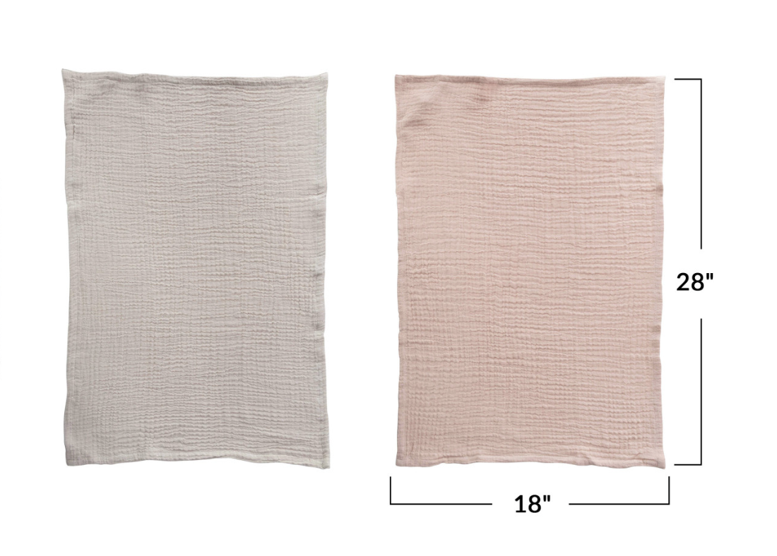 Double Cloth Tea Towel - Peach