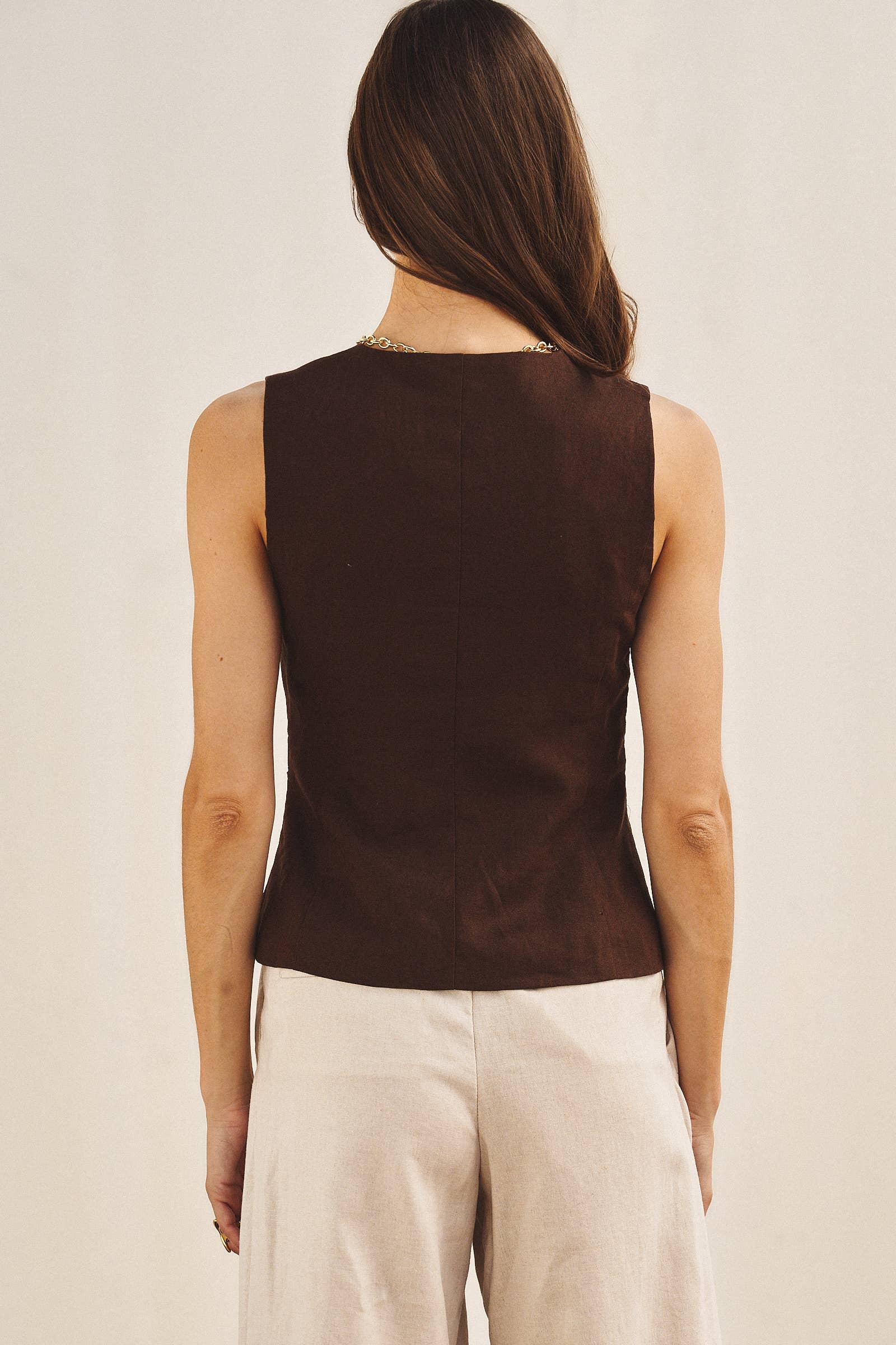 Tailored Linen Blend Waistcoat Vest