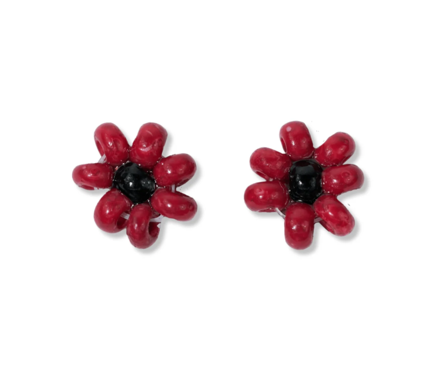 Tina Two Color Earrings - Red/Black