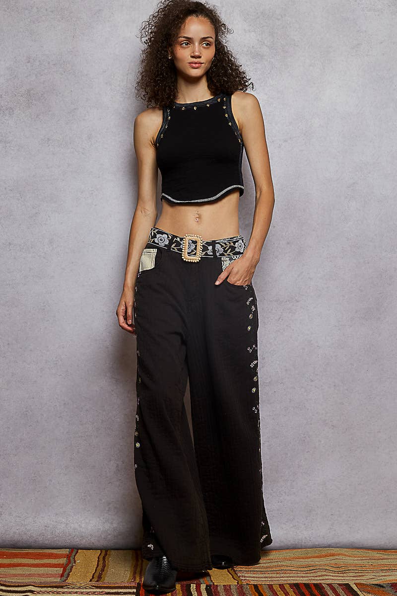 Floral Print Square Buckle Belt