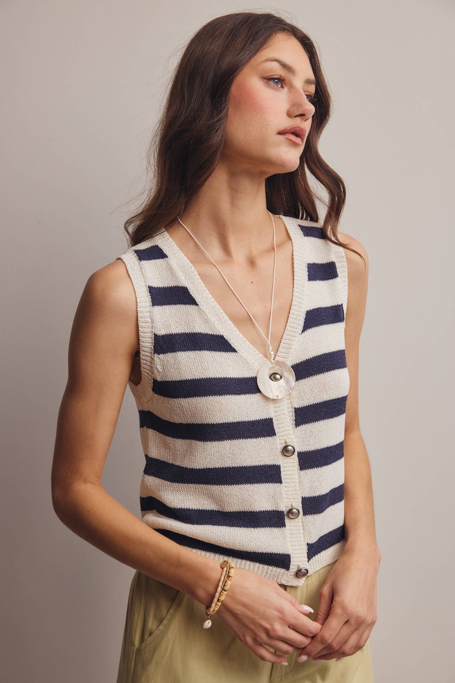 Striped Knit Vest