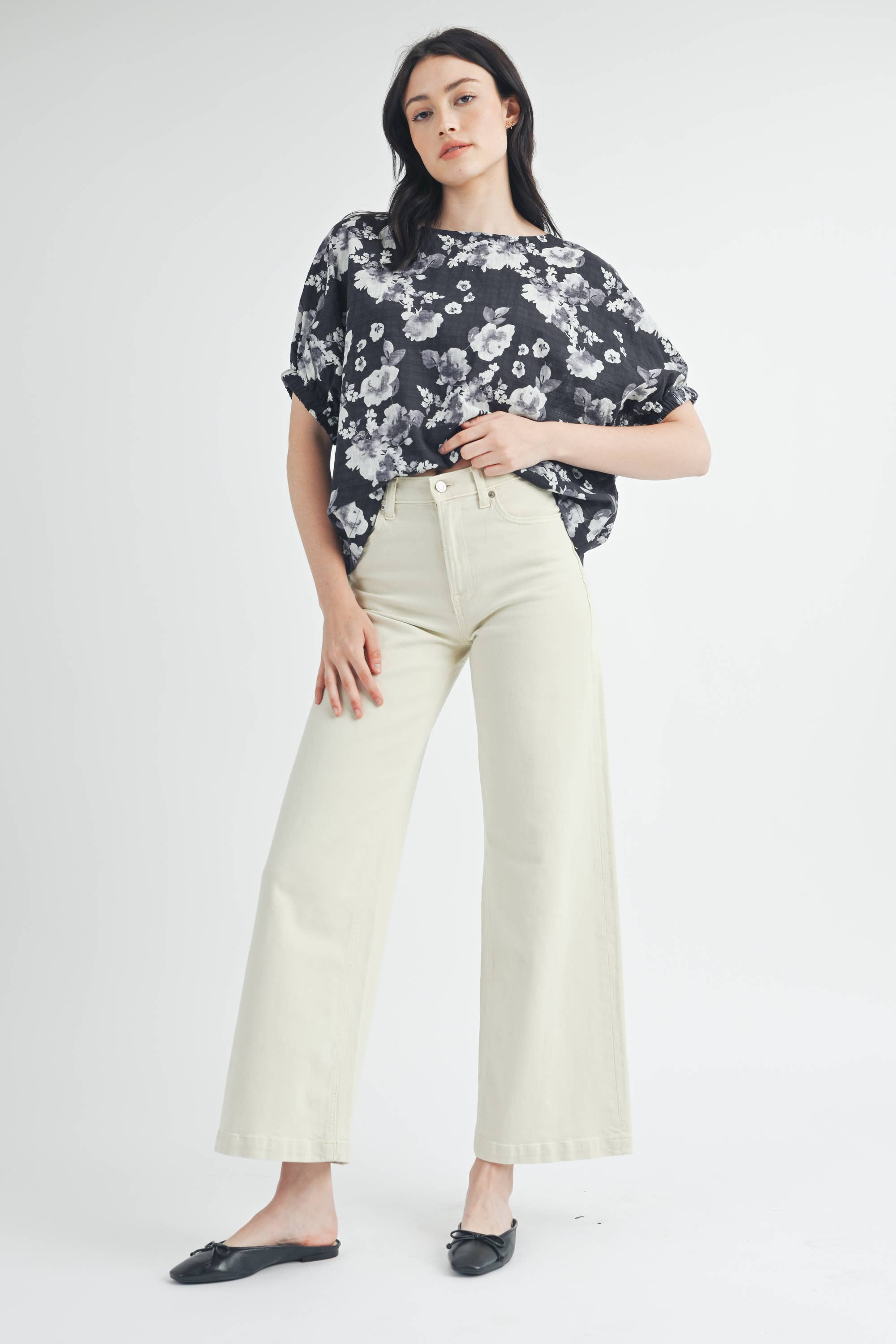 Black & White Floral Print Blouse