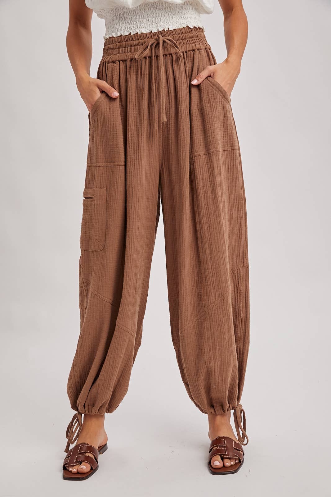 Gauzy Harem Drawstring Pants