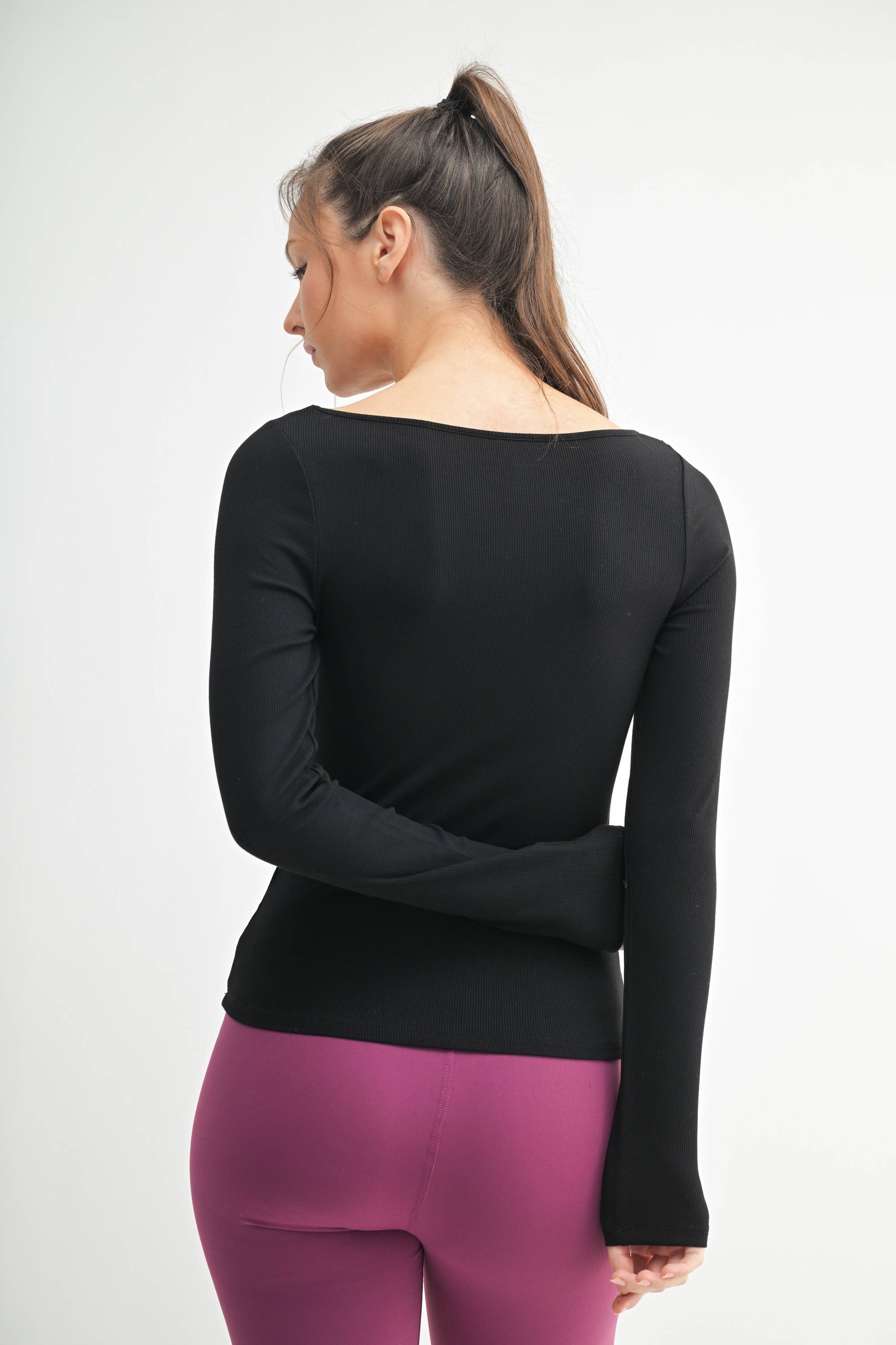 Boat Neck Micro-Ribbed Top