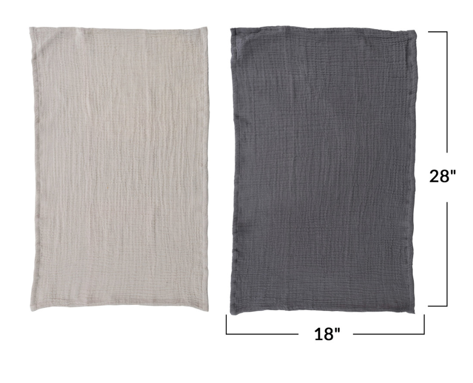 Double Cloth Tea Towel - Charcoal