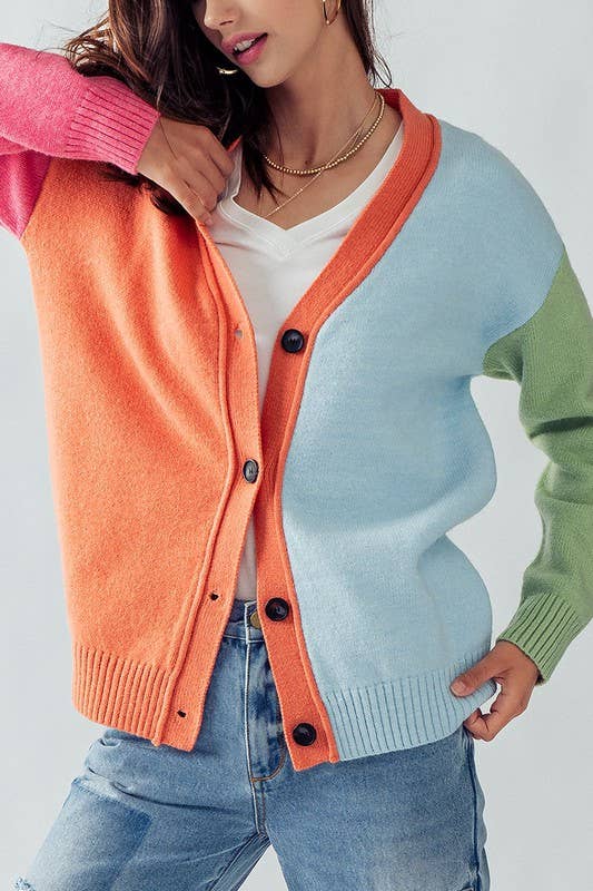 V-Neck Cardigan - Sherbert