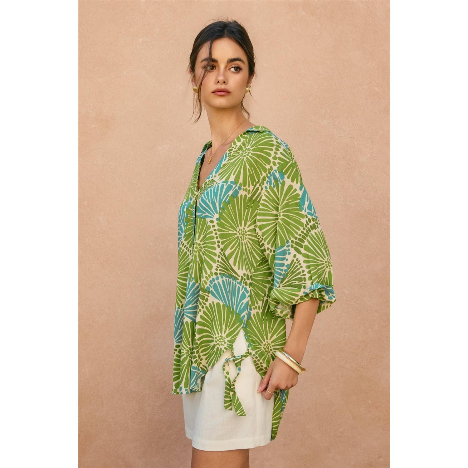 Tie Detail Tunic Shirt