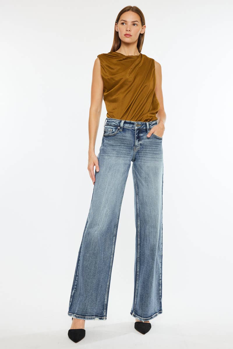 Mid Rise Wide Leg Jeans
