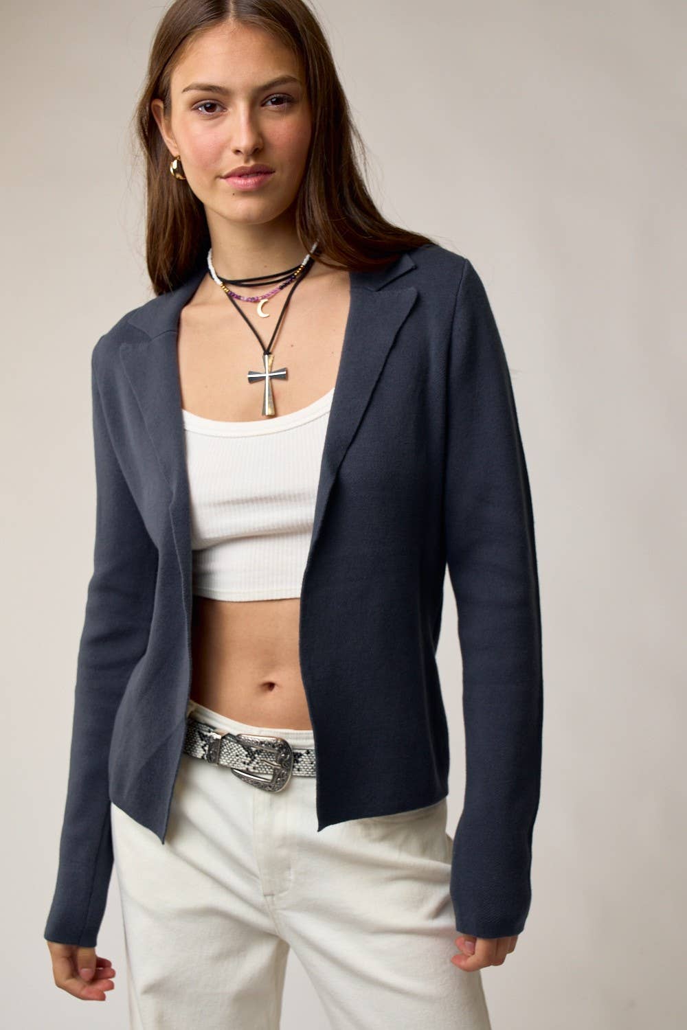 Classic Blazer Style Cardigan