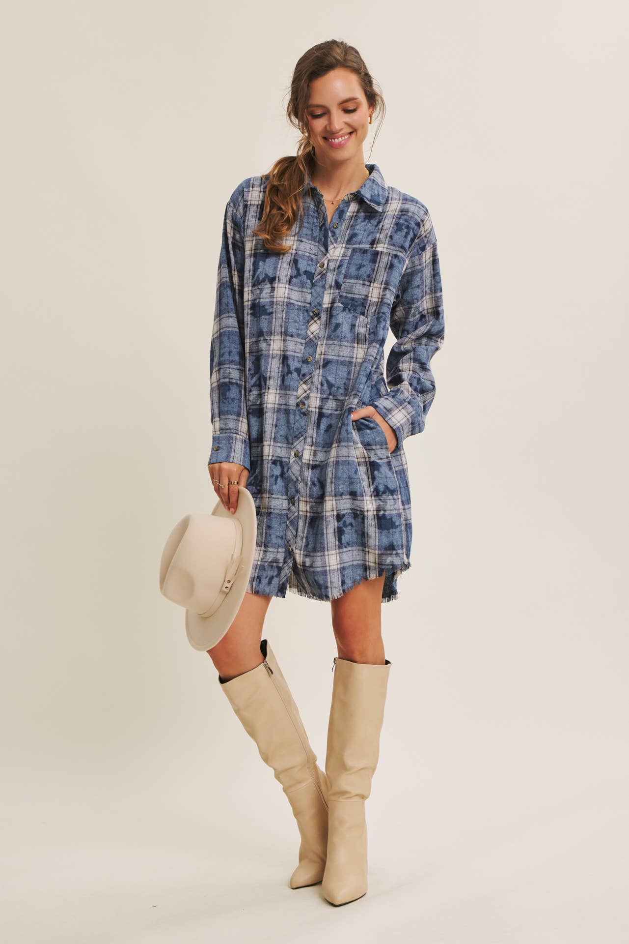 Mineral Wash Plaid Dress
