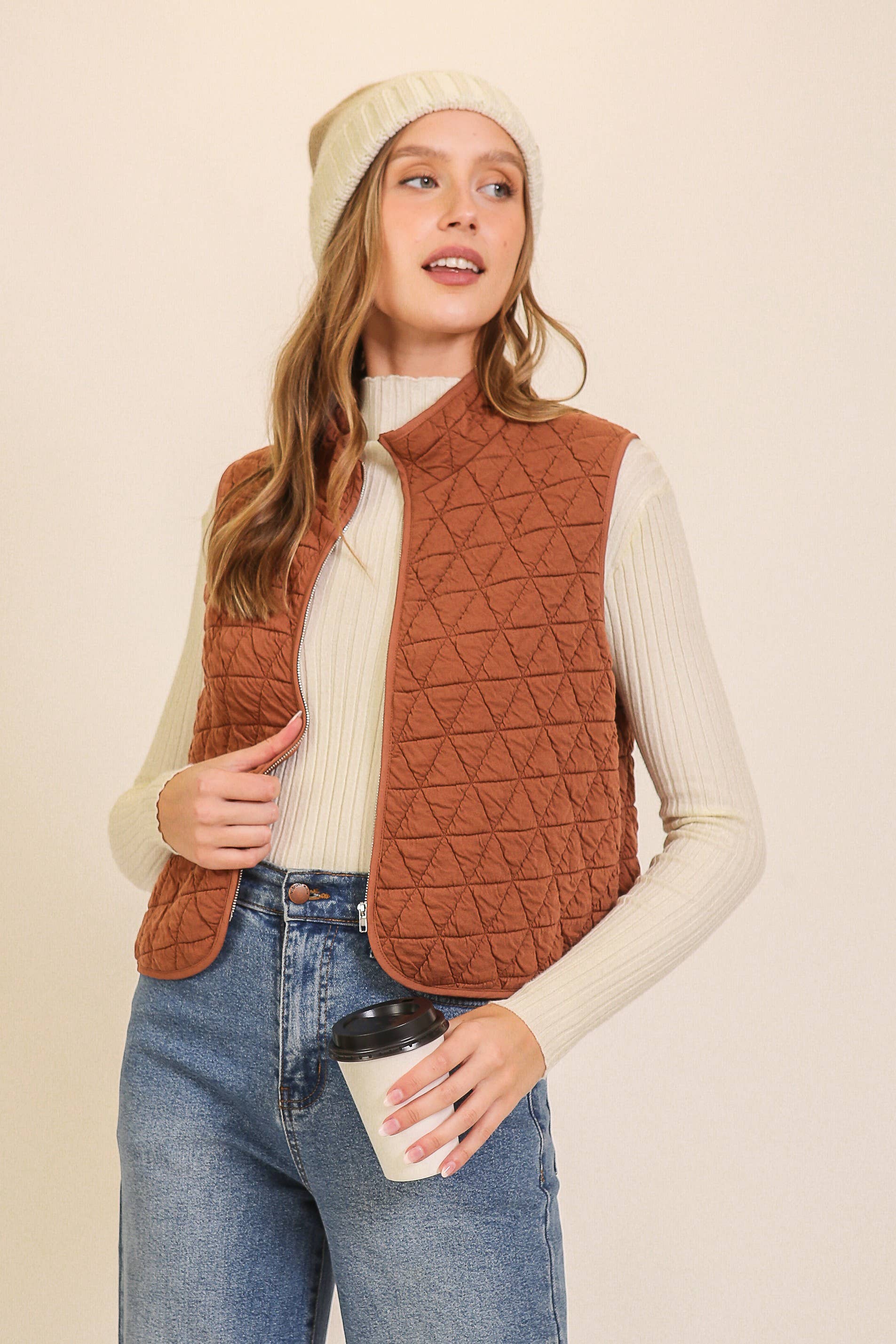 Quilted Zip-up Vest