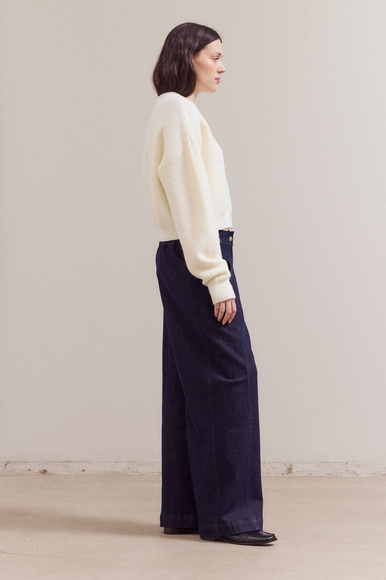 Cropped Knit Crewneck Top