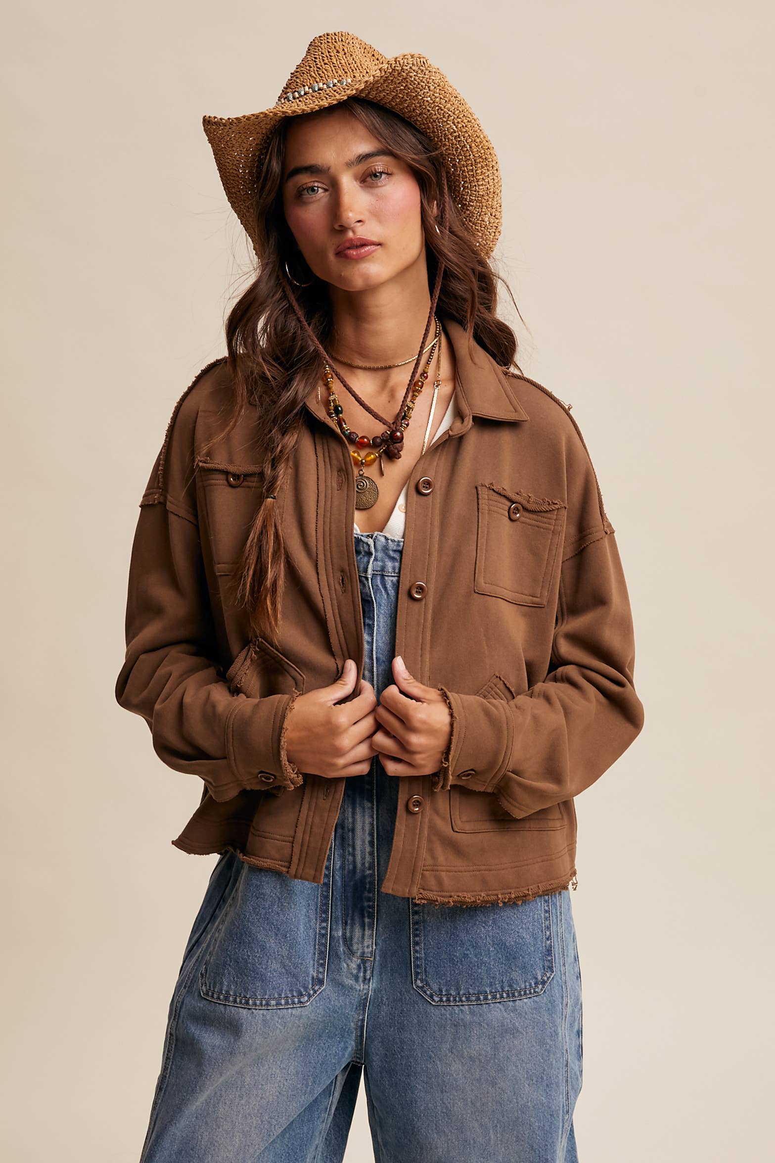 Washed Knit Utility Shacket