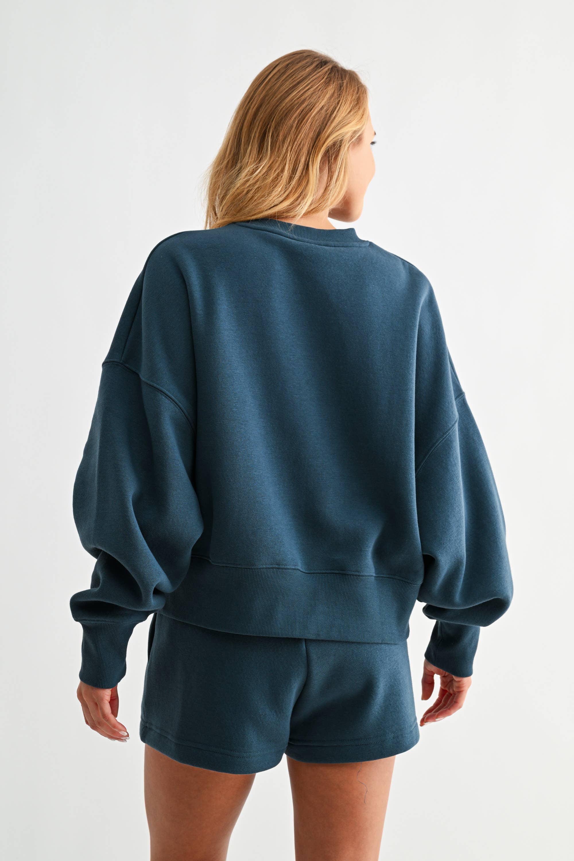 Balloon Sleeve Fleece Crewneck