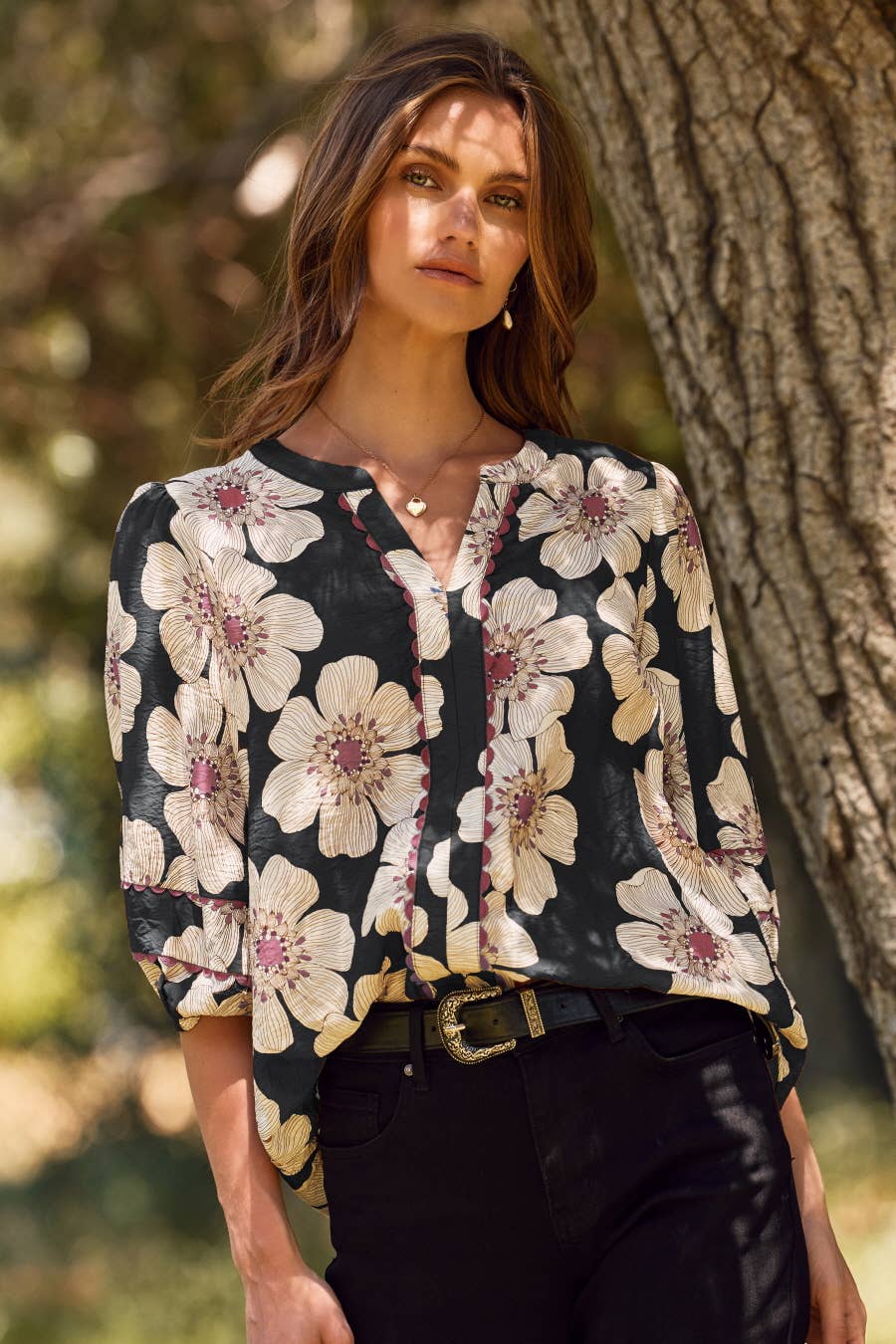 Floral 3/4 Sleeve Blouse