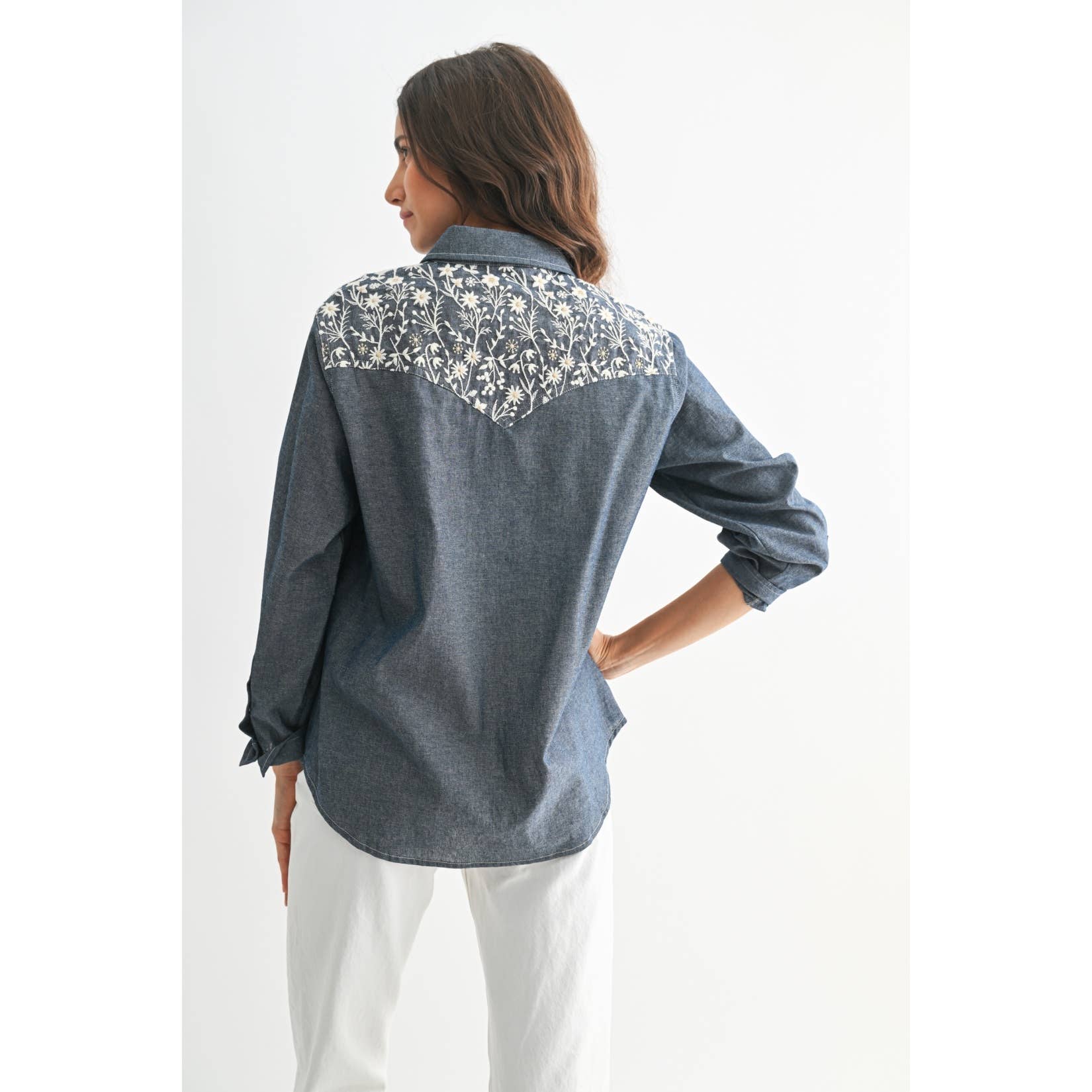 Embroidered Denim Shirt