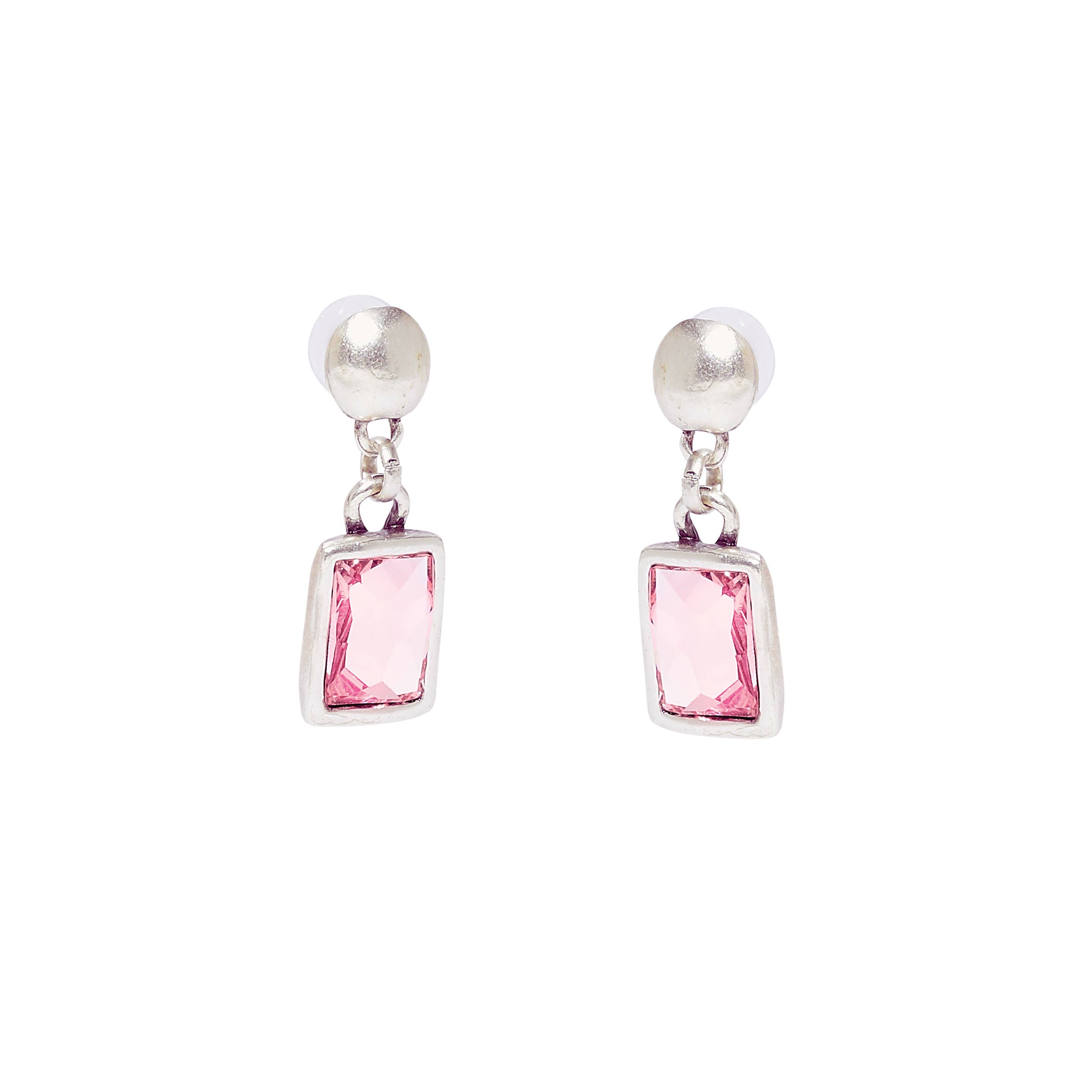 Handmade Pink Crystal Pewter Earrings