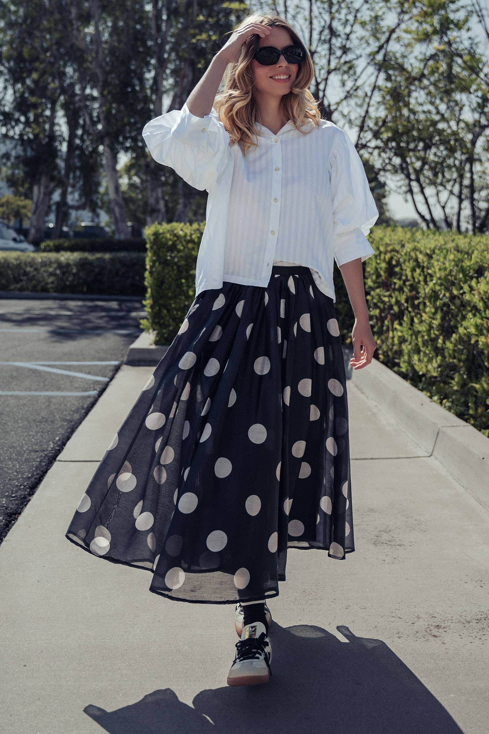 Polka Dot Midi Skirt