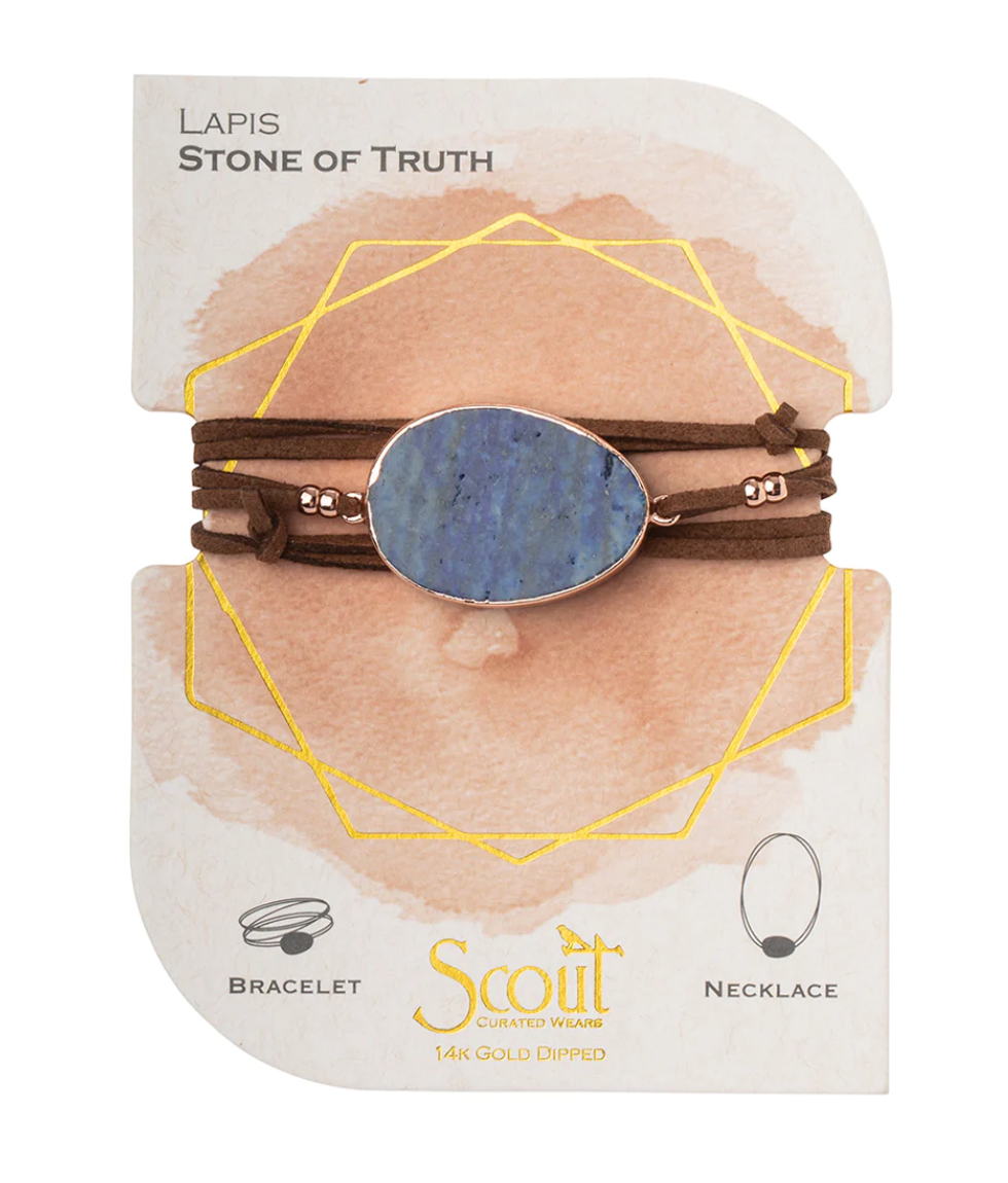 Suede & Stone Wrap Bracelet - Lapis