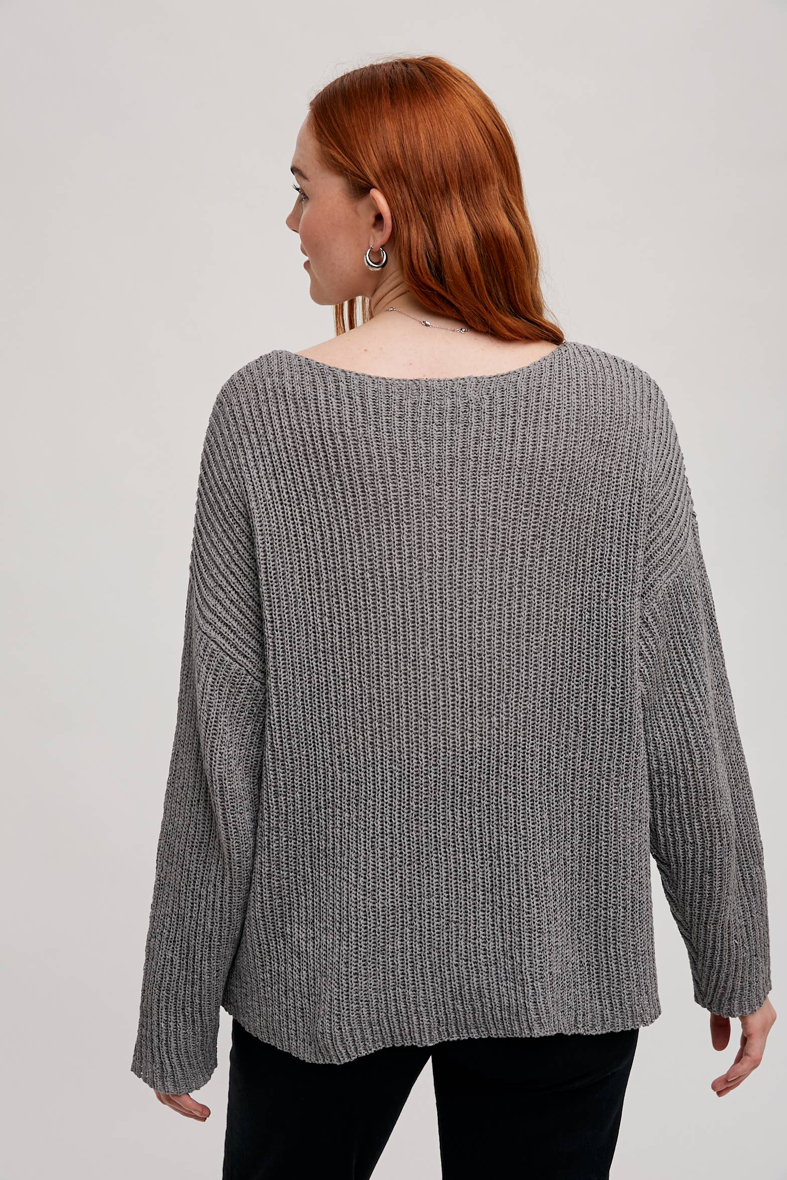 Gray Wide Neck Sweater