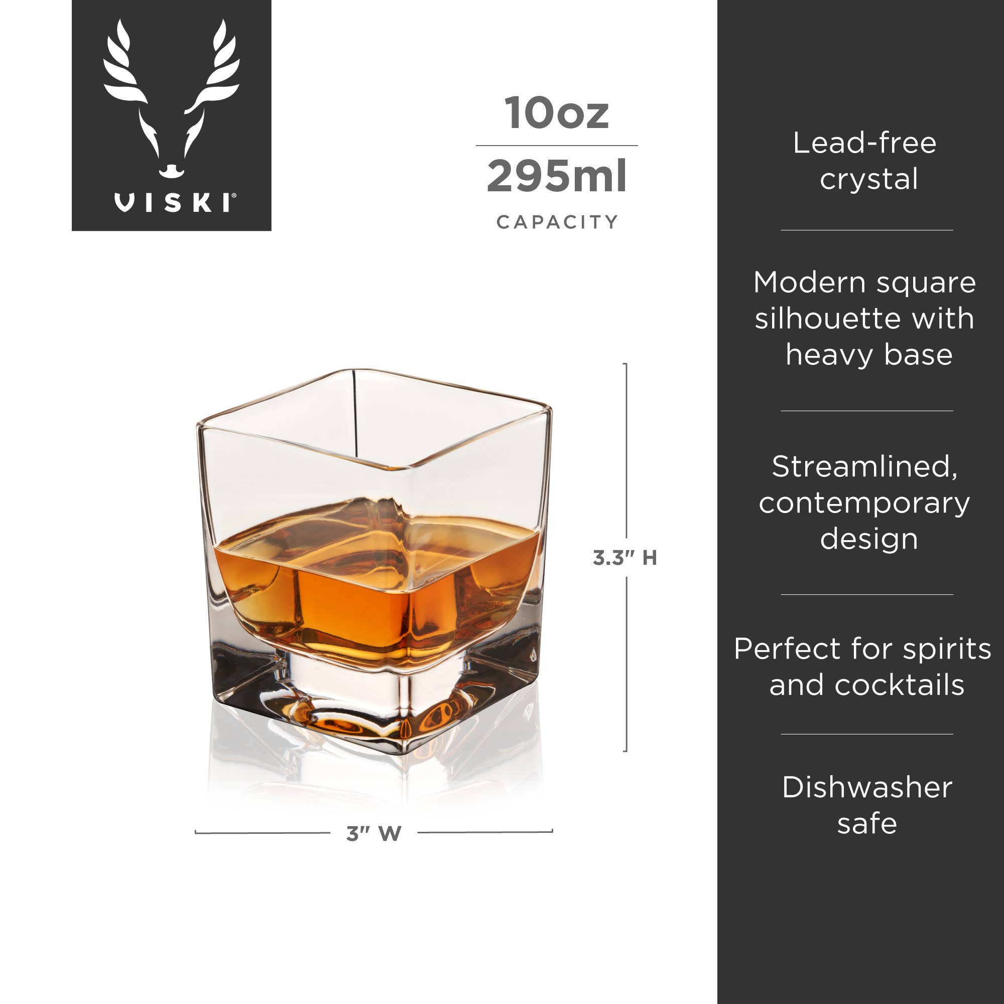 Braque Heavy Base Square Crystal Rocks Glasses