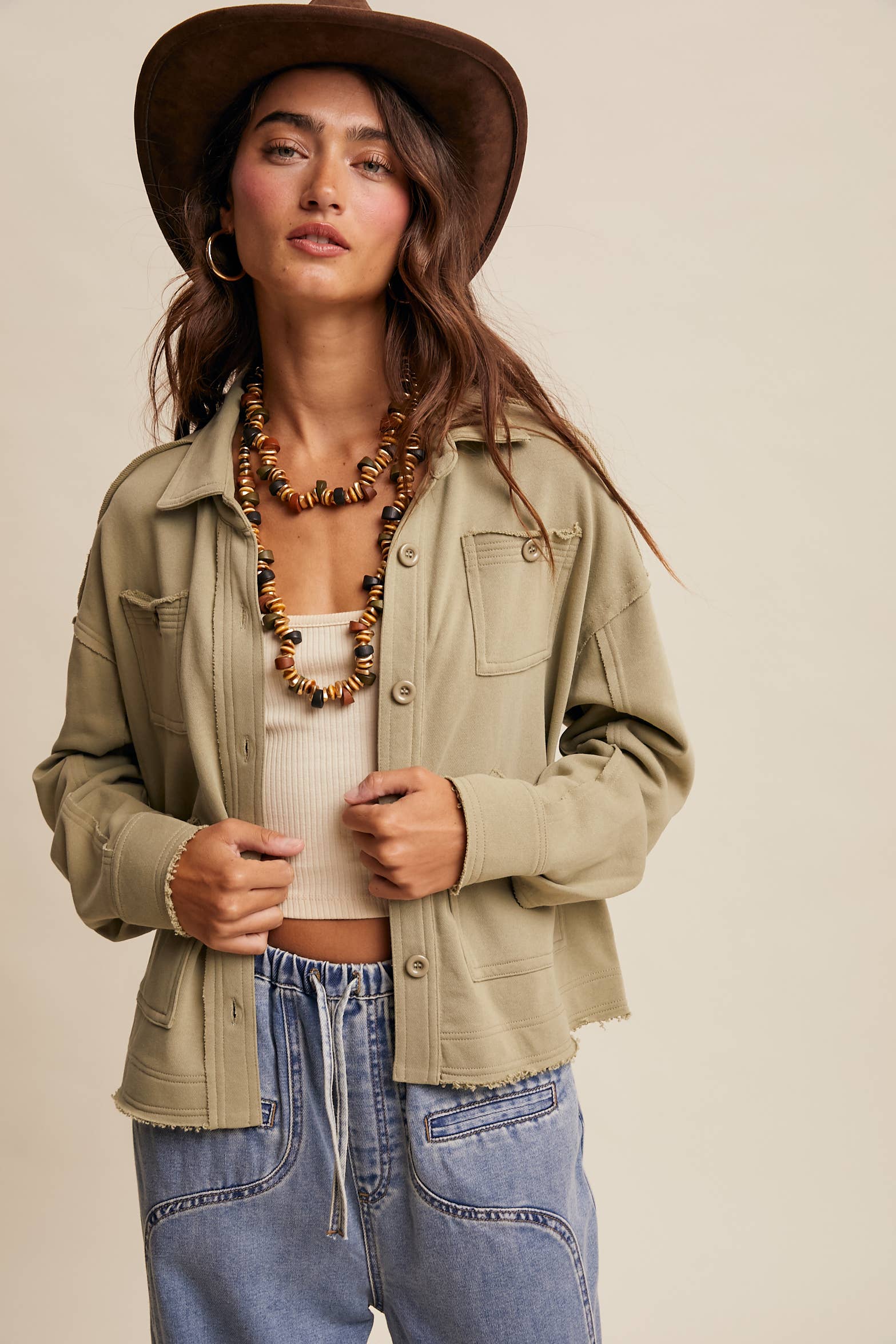 Washed Knit Utility Shacket