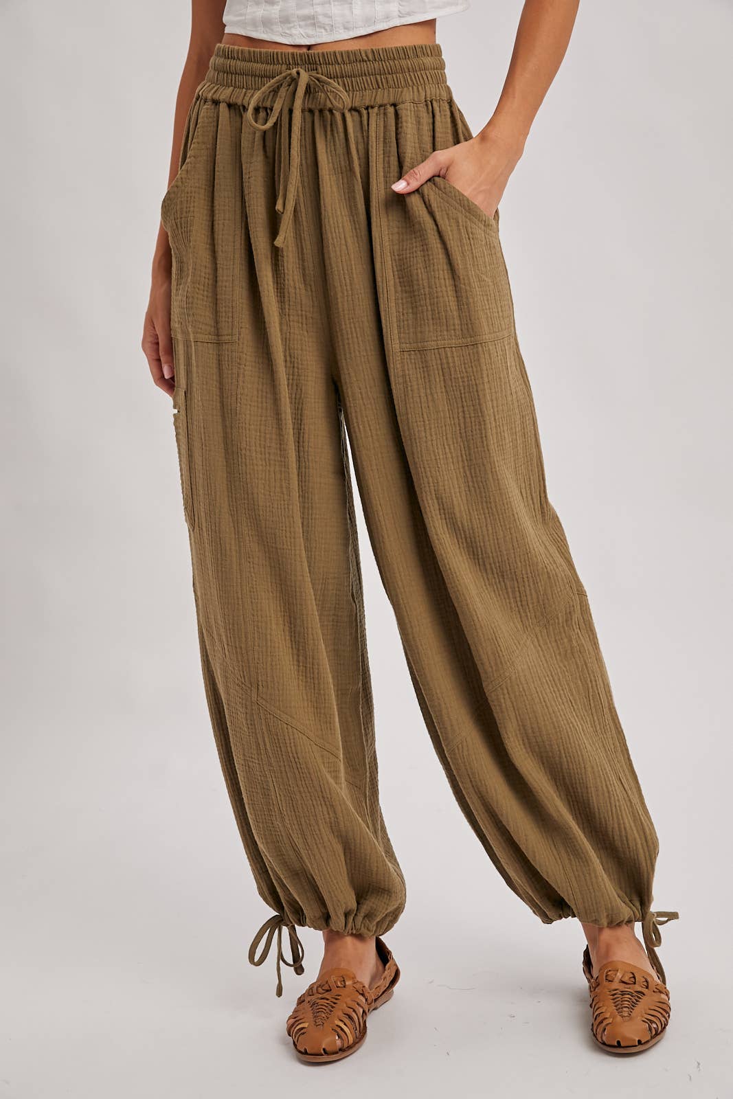 Gauzy Harem Drawstring Pants