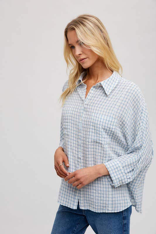 Pale Blue Plaid Shirt
