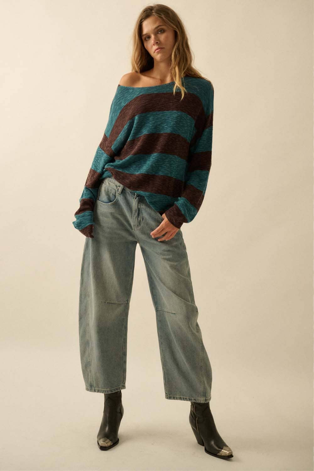 Striped Ribbed-Knit Sweater