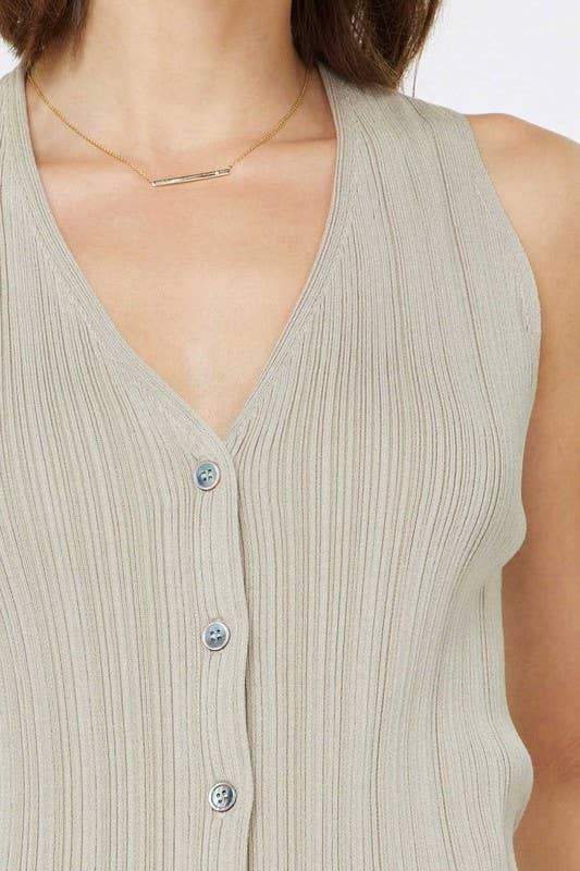 Pleated Sleeveless Sweater