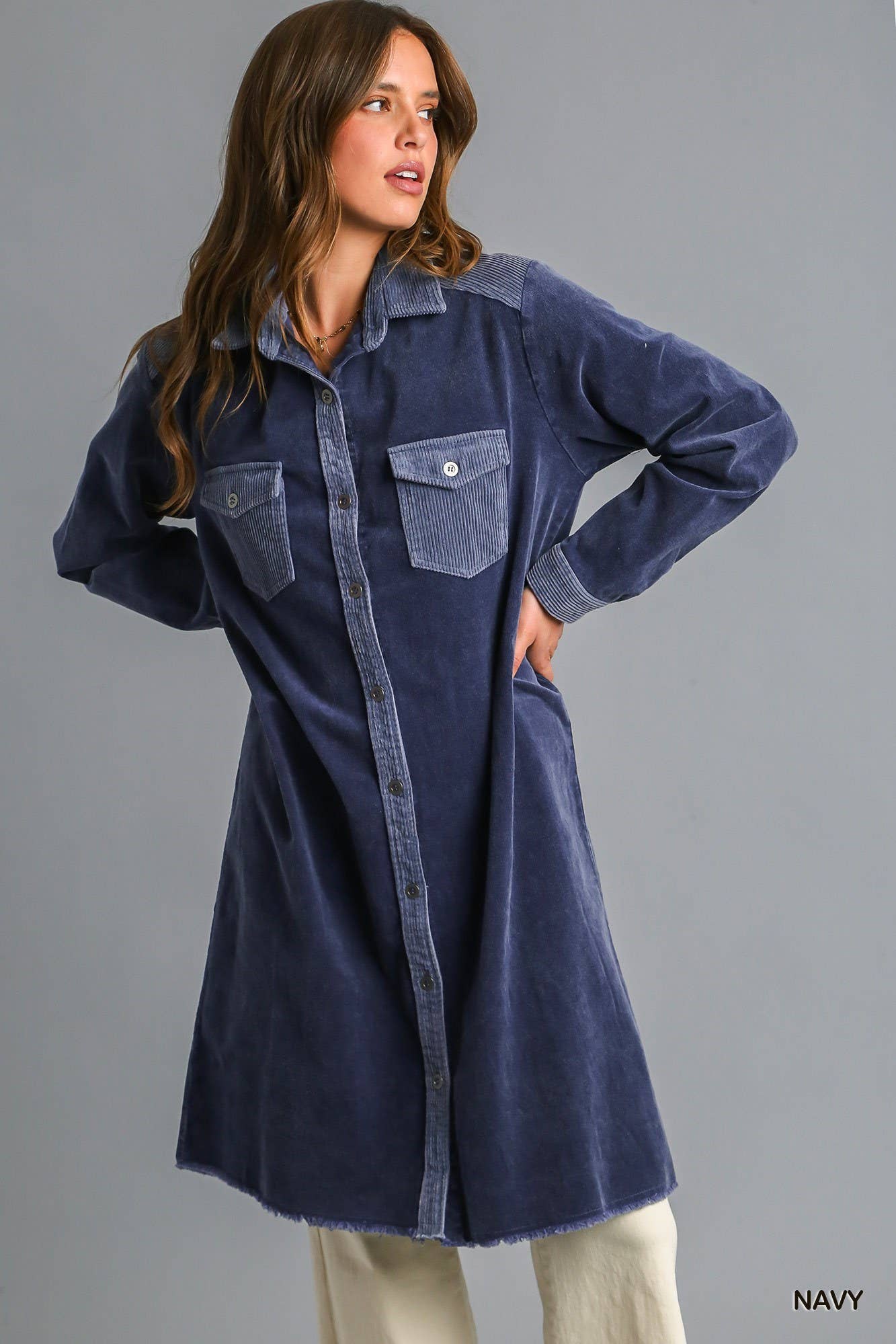 Corduroy Down Shirt Dress