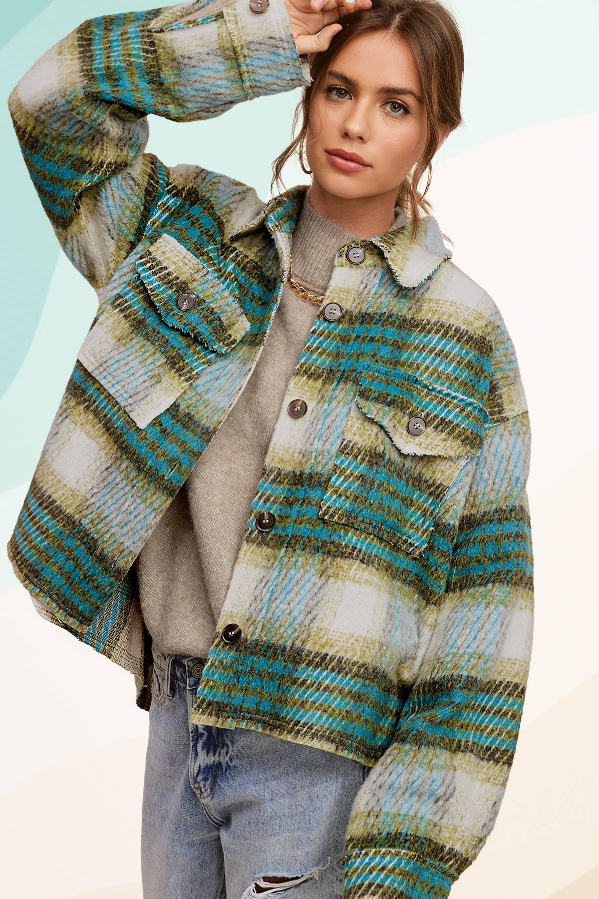 Soft Brushed Plaid Jacket