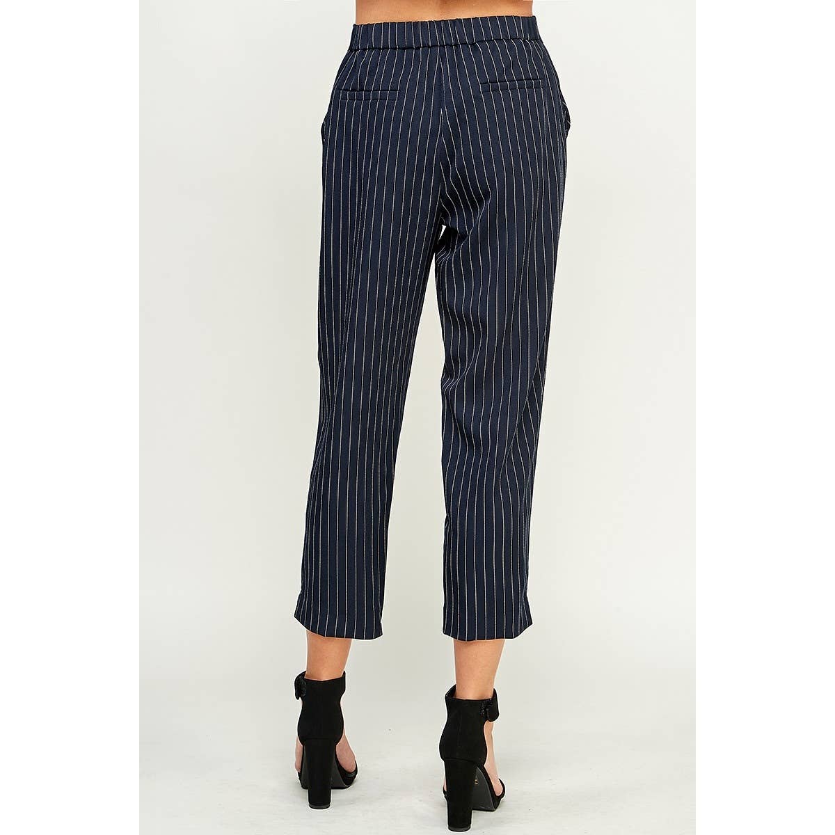 Navy Stripe Cropped Pants