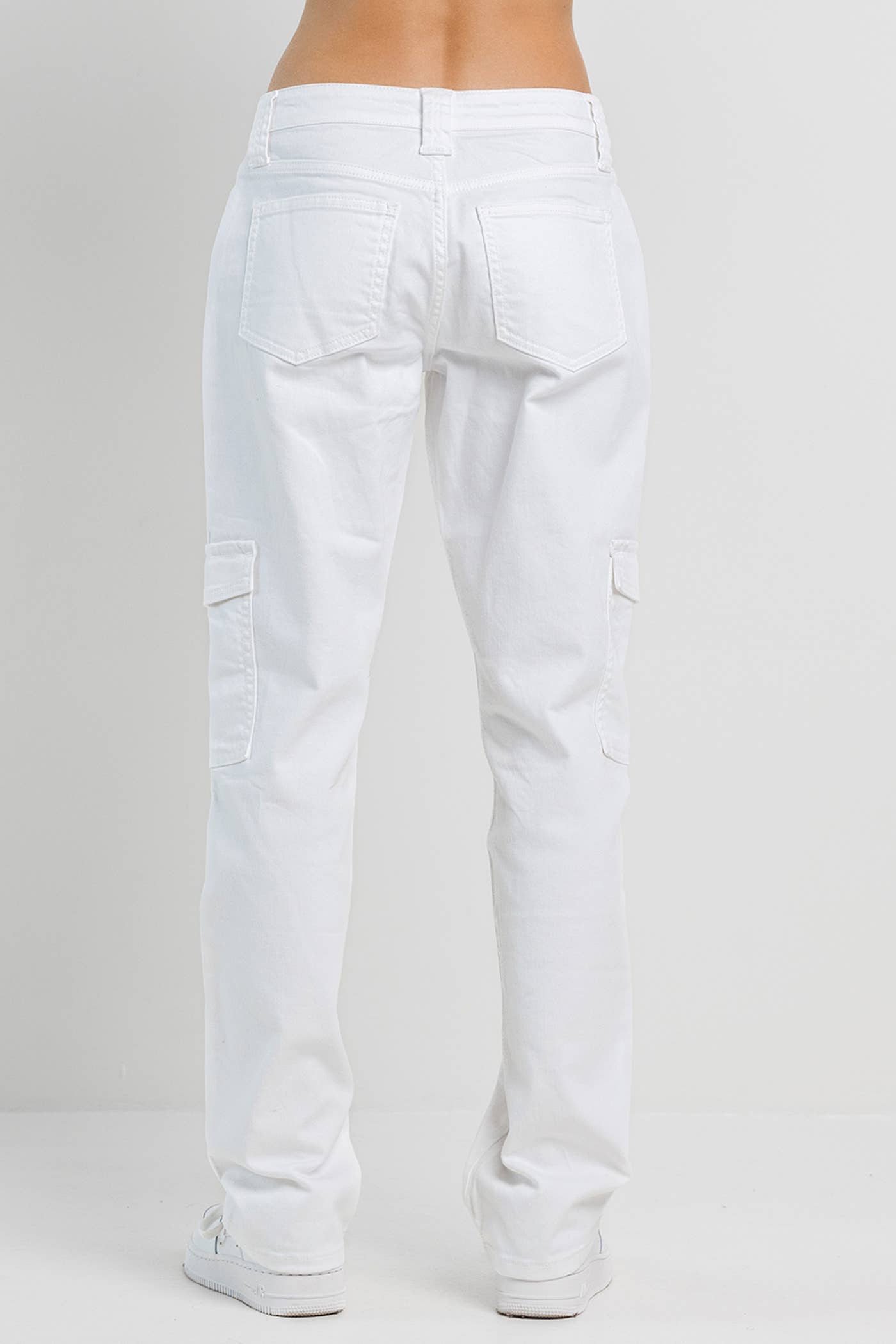 White Straight Cargo Pants